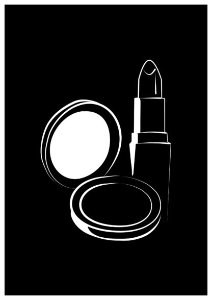 Grafika przedstawiająca szminkę i puder z lusterkiem